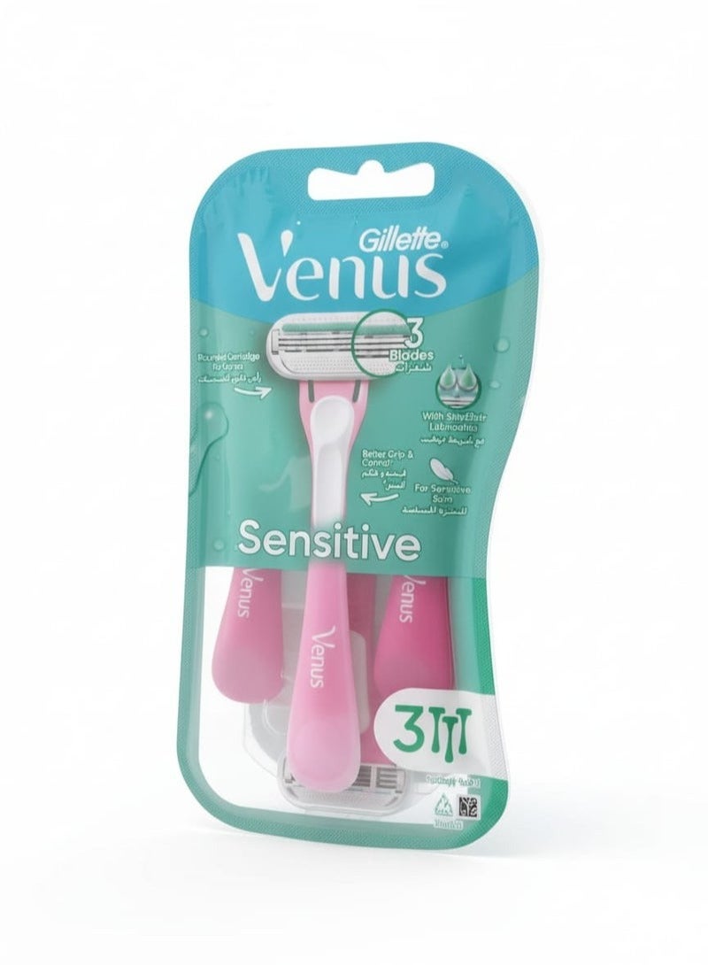 شفرات جيليت فينوس للبشرة الحساسة للاستخدام مرة واحدة، 3 قطع - Image 1